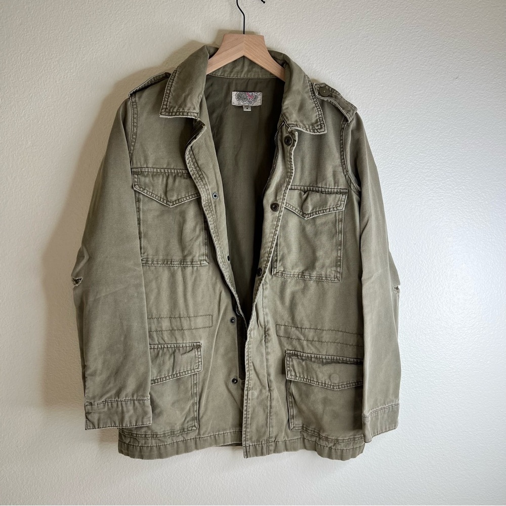 Olive Green Oversized Utility Jacket Womens Small